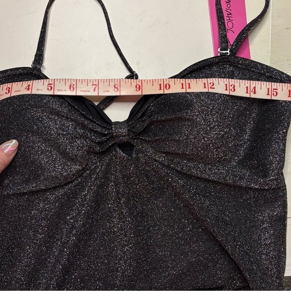 Betsey Johnson Swimsuit Size XL One Piece Black Glitter Sparkle Center Knot New - Picture 6 of 6